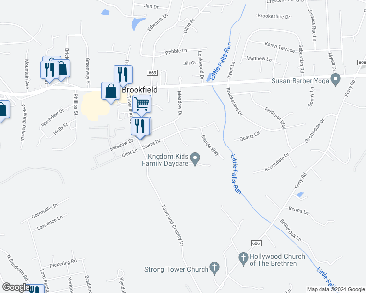 map of restaurants, bars, coffee shops, grocery stores, and more near 12 Cameo Lane in Fredericksburg