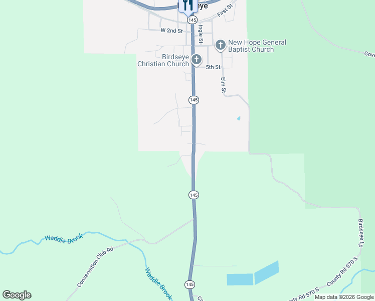 map of restaurants, bars, coffee shops, grocery stores, and more near 1012 Highway 145 in Birdseye