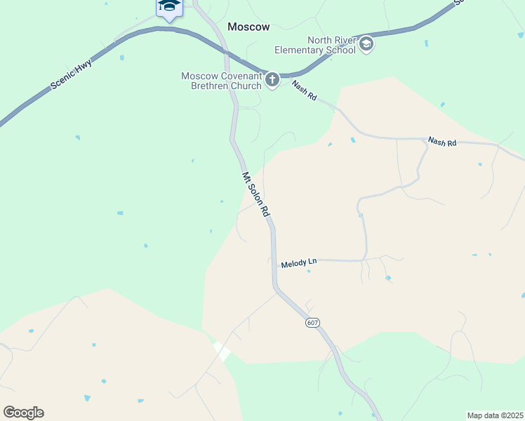 map of restaurants, bars, coffee shops, grocery stores, and more near 1558 Mount Solon Road in Mount Solon