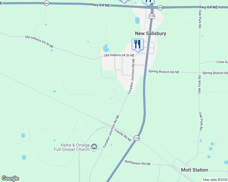map of restaurants, bars, coffee shops, grocery stores, and more near 1436 Deer Ridge Way Northeast in New Salisbury