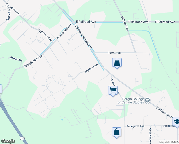map of restaurants, bars, coffee shops, grocery stores, and more near 118 Highland Avenue in Penngrove