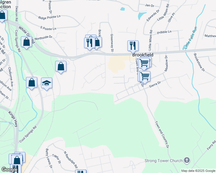 map of restaurants, bars, coffee shops, grocery stores, and more near 323 Phillips Street in Fredericksburg