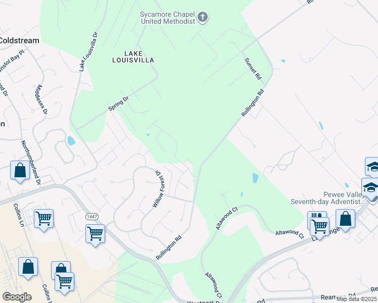 map of restaurants, bars, coffee shops, grocery stores, and more near 4306 Rollington Road in Louisville