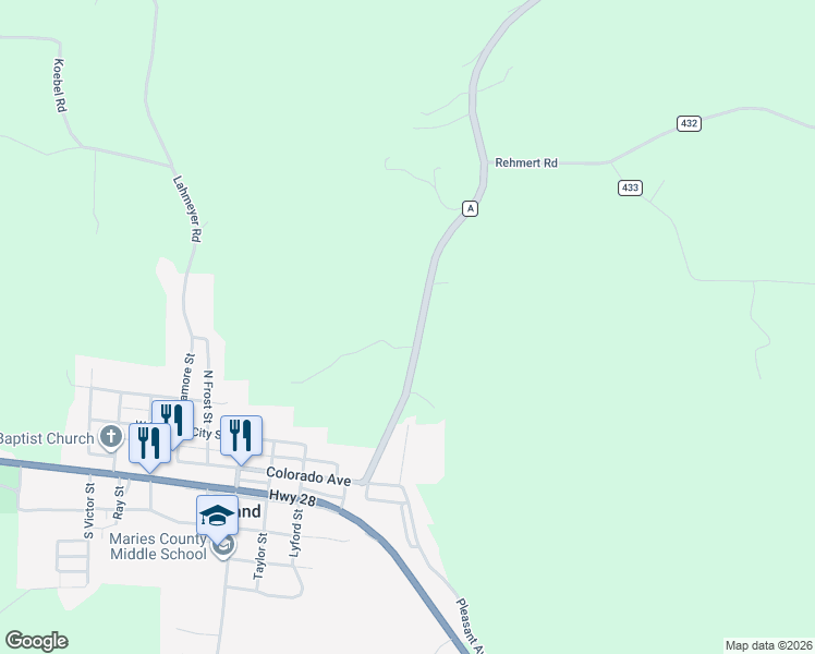 map of restaurants, bars, coffee shops, grocery stores, and more near in Bland