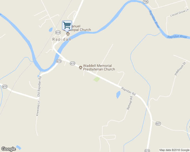 map of restaurants, bars, coffee shops, grocery stores, and more near 7174 Rapidan Road in Rapidan