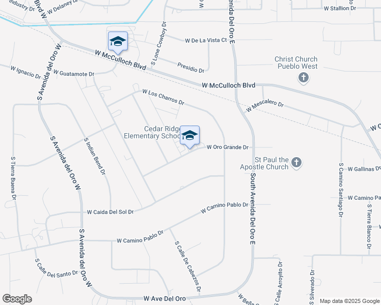 map of restaurants, bars, coffee shops, grocery stores, and more near 1266 West Oro Grande Drive in Pueblo West
