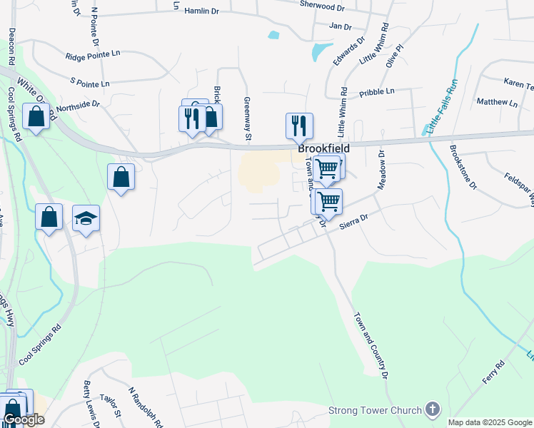map of restaurants, bars, coffee shops, grocery stores, and more near 500 Kensington Drive in Fredericksburg