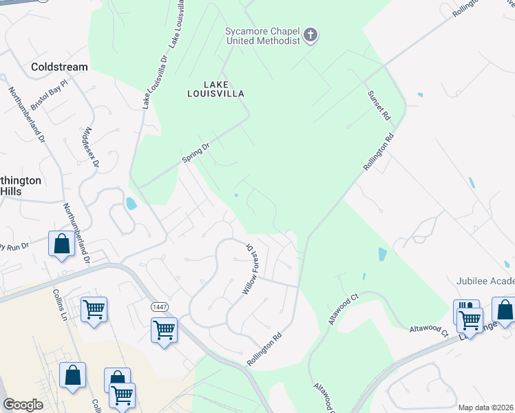 map of restaurants, bars, coffee shops, grocery stores, and more near 4308 Rollington Road in Louisville