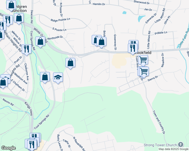 map of restaurants, bars, coffee shops, grocery stores, and more near 1201 Holly Street in Fredericksburg