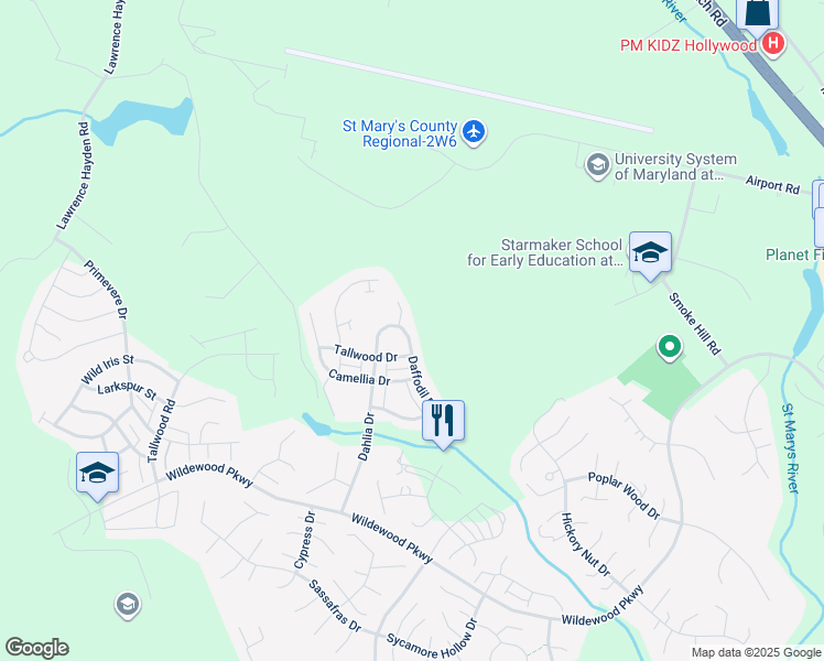 map of restaurants, bars, coffee shops, grocery stores, and more near 23443 Dahlia Circle in California