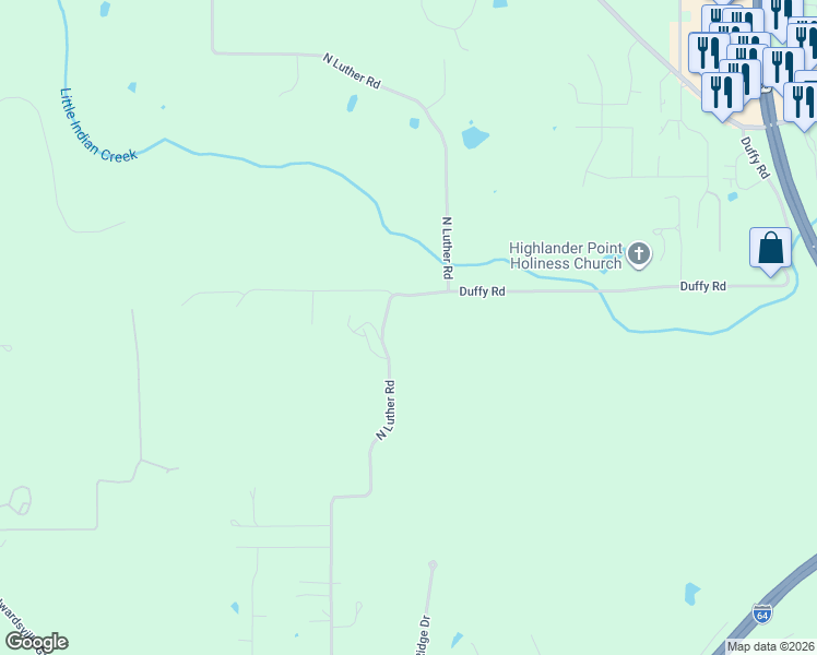 map of restaurants, bars, coffee shops, grocery stores, and more near 2475 North Luther Road in Georgetown