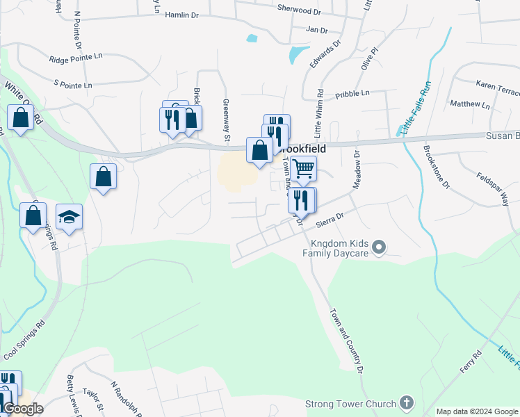 map of restaurants, bars, coffee shops, grocery stores, and more near 106 Charles Street in Fredericksburg