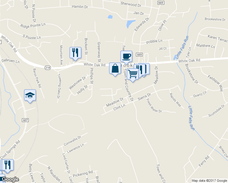 map of restaurants, bars, coffee shops, grocery stores, and more near 106 Charles Street in Fredericksburg