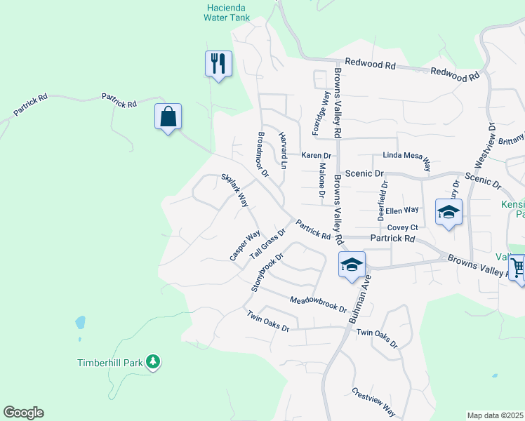 map of restaurants, bars, coffee shops, grocery stores, and more near 17 Pomo Court in Napa