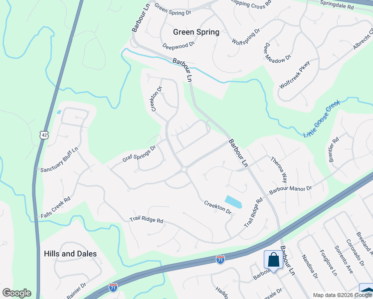 map of restaurants, bars, coffee shops, grocery stores, and more near 4320 Ivy Crest Circle in Louisville