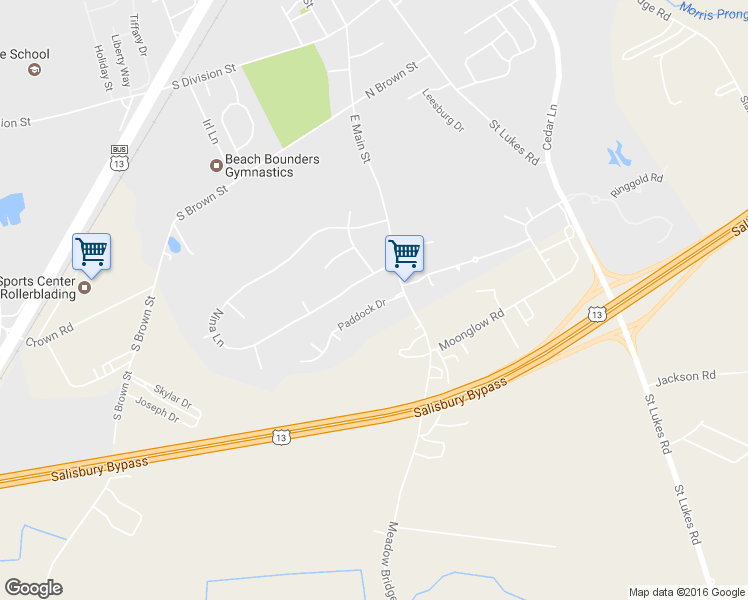 map of restaurants, bars, coffee shops, grocery stores, and more near 104 Paddock Drive in Fruitland
