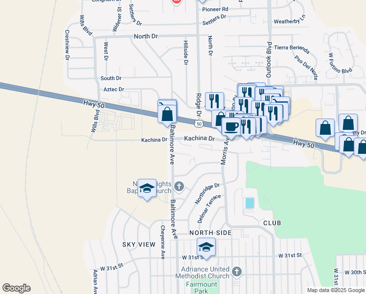 map of restaurants, bars, coffee shops, grocery stores, and more near 2000-2032 Kachina Dr in Pueblo