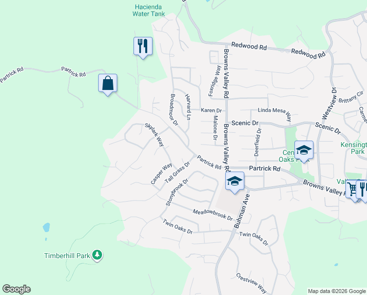 map of restaurants, bars, coffee shops, grocery stores, and more near 1075 Partrick Road in Napa