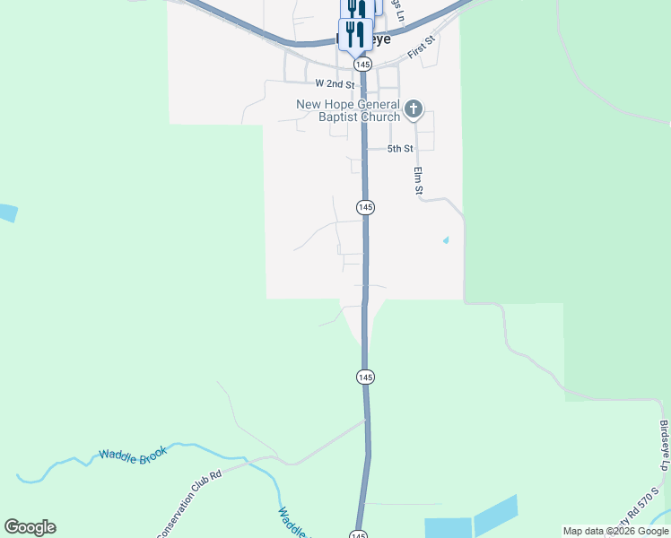 map of restaurants, bars, coffee shops, grocery stores, and more near 9th Street in Birdseye