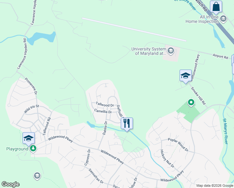 map of restaurants, bars, coffee shops, grocery stores, and more near 23432 Aster Way in California