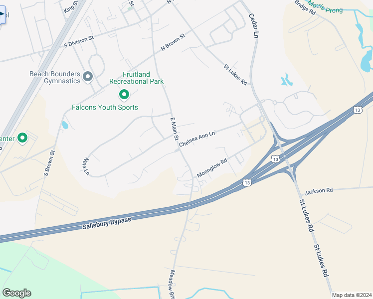 map of restaurants, bars, coffee shops, grocery stores, and more near 102 Headley Court in Fruitland