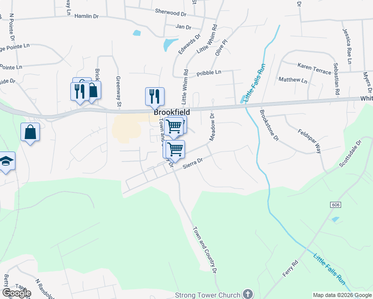 map of restaurants, bars, coffee shops, grocery stores, and more near 1817 Meadow Drive in Fredericksburg