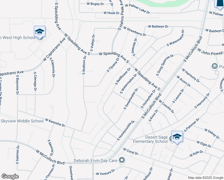 map of restaurants, bars, coffee shops, grocery stores, and more near 793 South Bellflower Drive in Pueblo