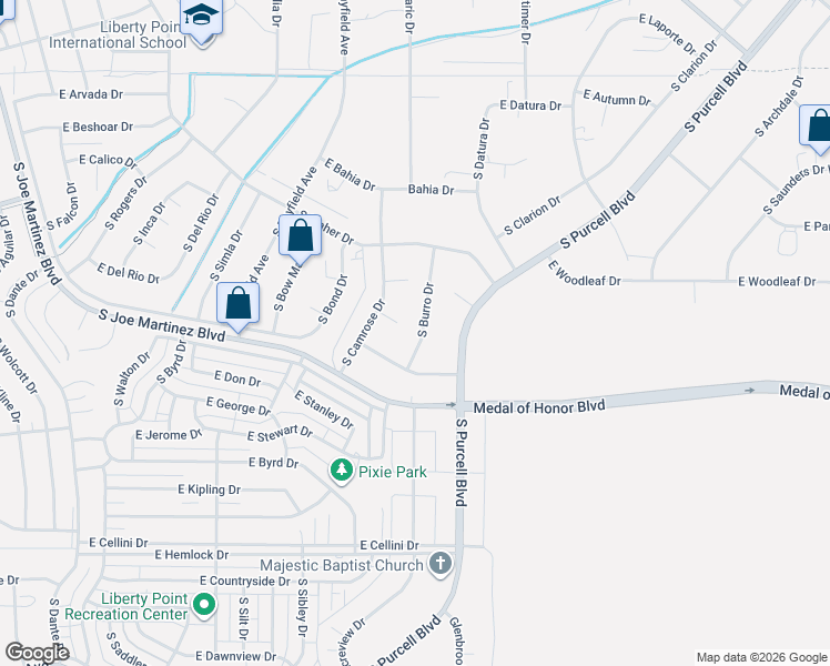 map of restaurants, bars, coffee shops, grocery stores, and more near 663 South Burro Drive in Pueblo West