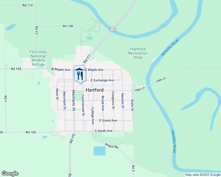 map of restaurants, bars, coffee shops, grocery stores, and more near 316 East Plumb Avenue in Hartford