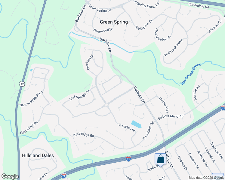 map of restaurants, bars, coffee shops, grocery stores, and more near 4320 Ivy Crest Circle in Louisville