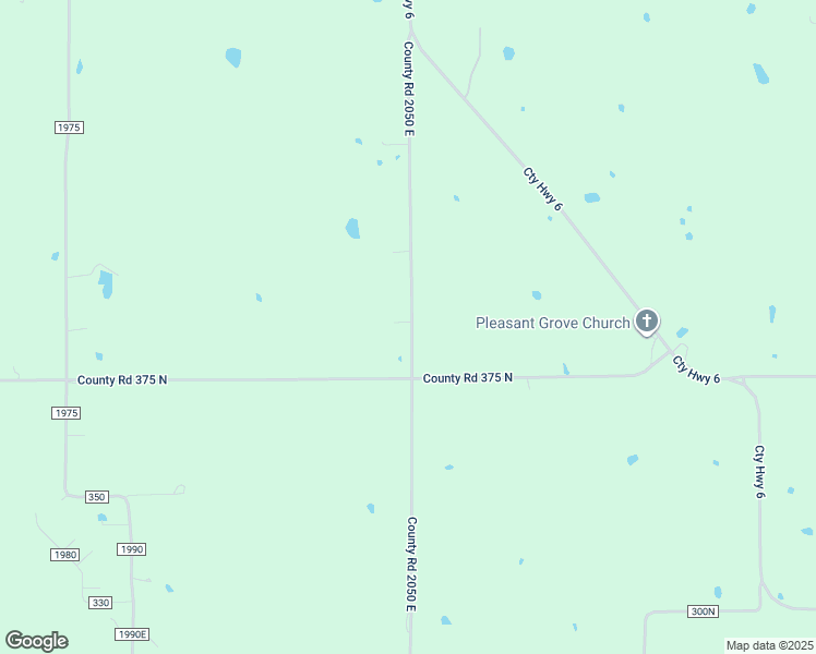 map of restaurants, bars, coffee shops, grocery stores, and more near County Road 2050 East in Fairfield