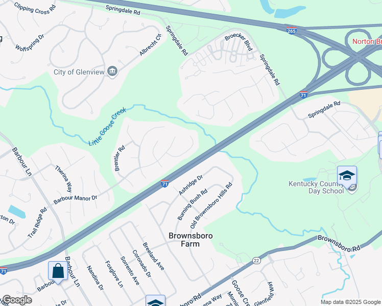 map of restaurants, bars, coffee shops, grocery stores, and more near 4217 Telovi Court in Louisville