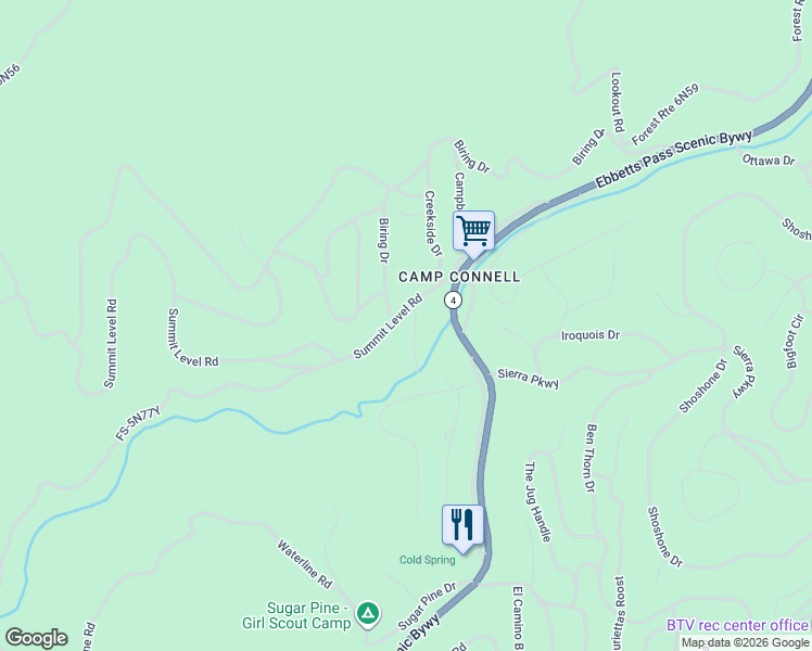 map of restaurants, bars, coffee shops, grocery stores, and more near 127 Summit Level Road in Arnold