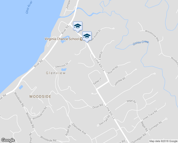 map of restaurants, bars, coffee shops, grocery stores, and more near 3714 Glen Bluff Road in Louisville