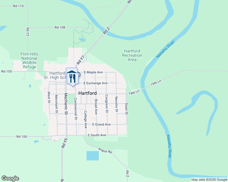 map of restaurants, bars, coffee shops, grocery stores, and more near 211 Neosho St in Hartford