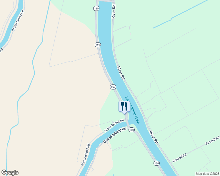 map of restaurants, bars, coffee shops, grocery stores, and more near 12330 California 160 in Courtland