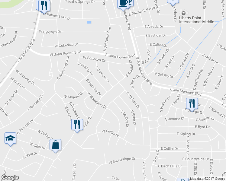 map of restaurants, bars, coffee shops, grocery stores, and more near 728 South Aguilar Drive in Pueblo West