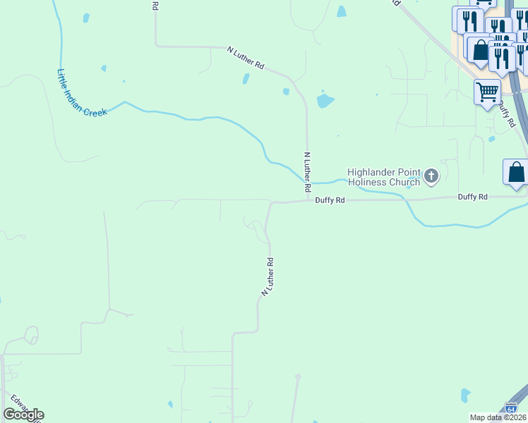 map of restaurants, bars, coffee shops, grocery stores, and more near 2475 North Luther Road in Georgetown