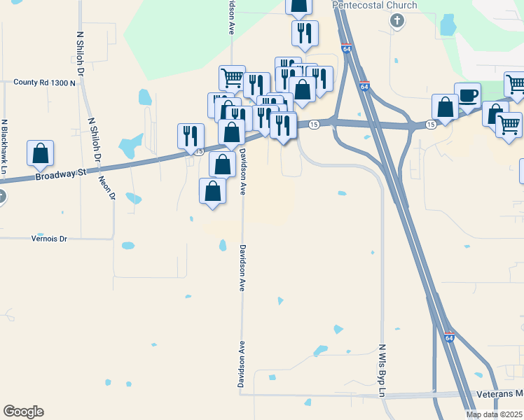 map of restaurants, bars, coffee shops, grocery stores, and more near 141 North Davidson Avenue in Mount Vernon