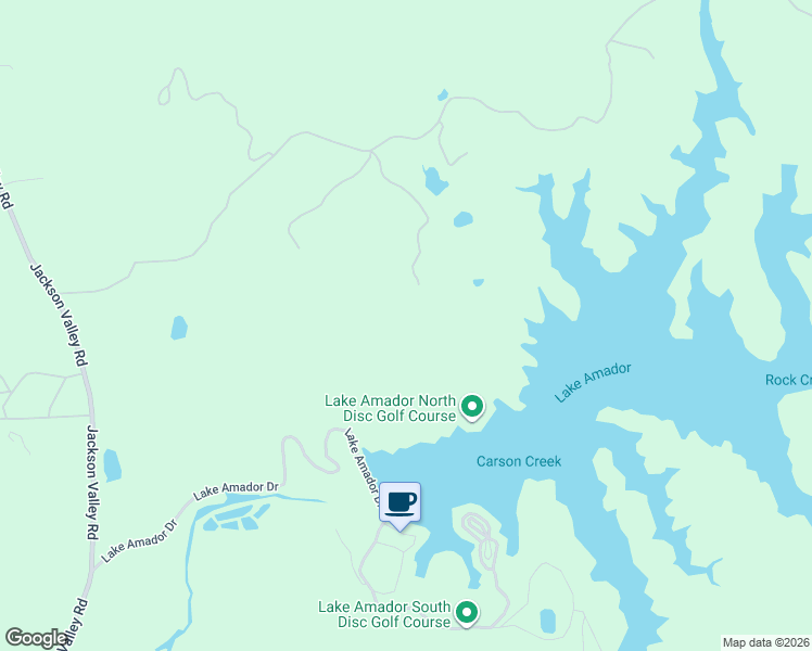 map of restaurants, bars, coffee shops, grocery stores, and more near Lake Amador Drive in Ione