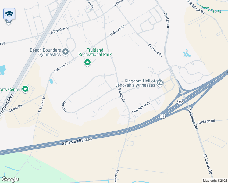 map of restaurants, bars, coffee shops, grocery stores, and more near 616 East Main Street in Fruitland