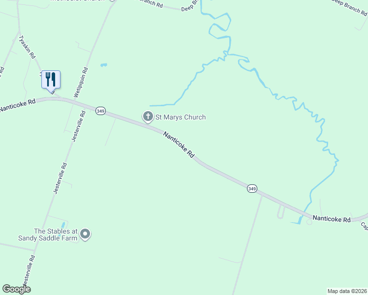 map of restaurants, bars, coffee shops, grocery stores, and more near 21742 Nanticoke Road in Tyaskin