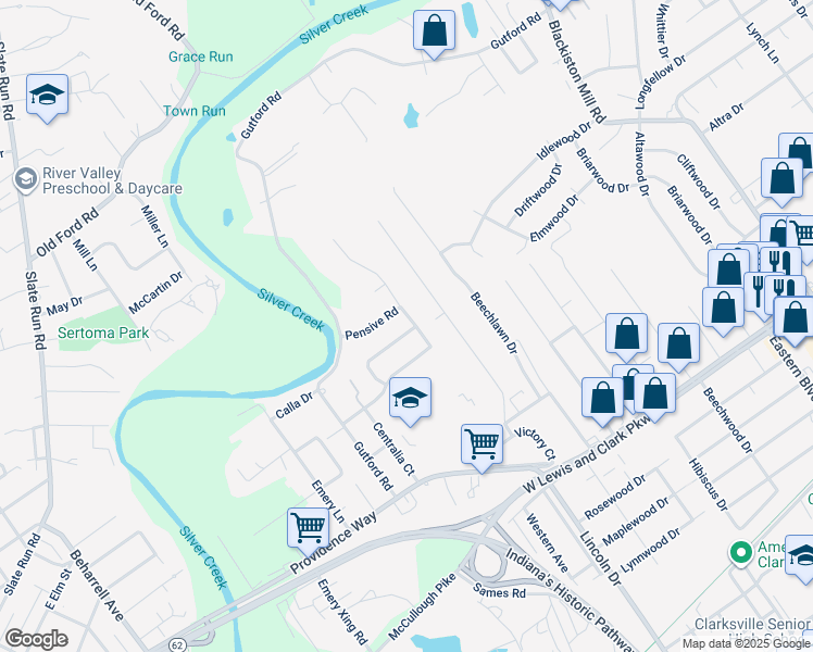 map of restaurants, bars, coffee shops, grocery stores, and more near 118 Nashua Drive in Clarksville
