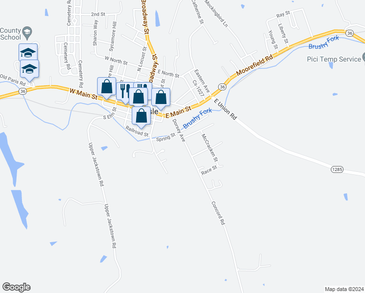 map of restaurants, bars, coffee shops, grocery stores, and more near 316 Dorsey Avenue in Carlisle