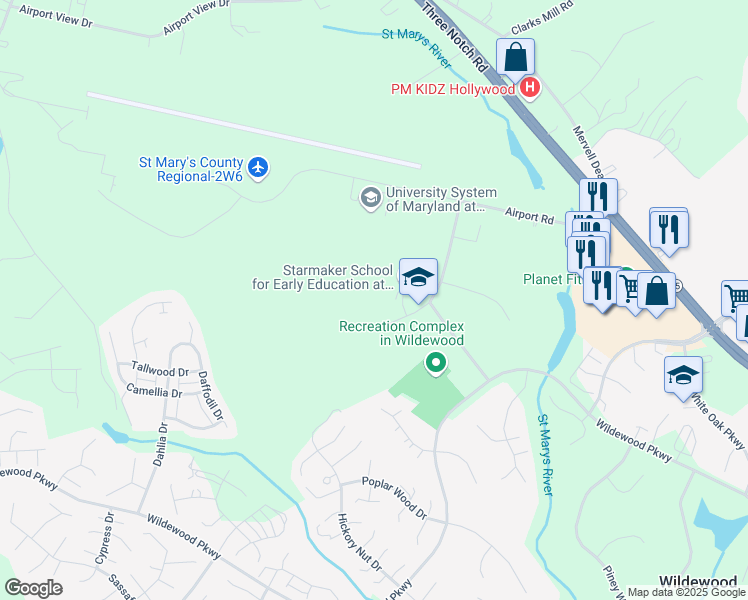 map of restaurants, bars, coffee shops, grocery stores, and more near 23330 Cottonwood Parkway in California