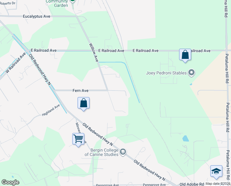 map of restaurants, bars, coffee shops, grocery stores, and more near 9550 Willow Avenue in Cotati