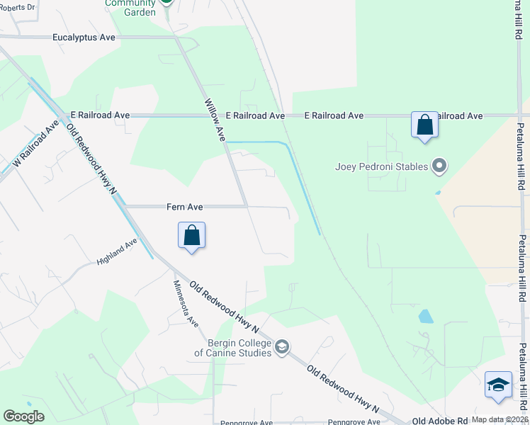map of restaurants, bars, coffee shops, grocery stores, and more near 9550 Willow Avenue in Cotati