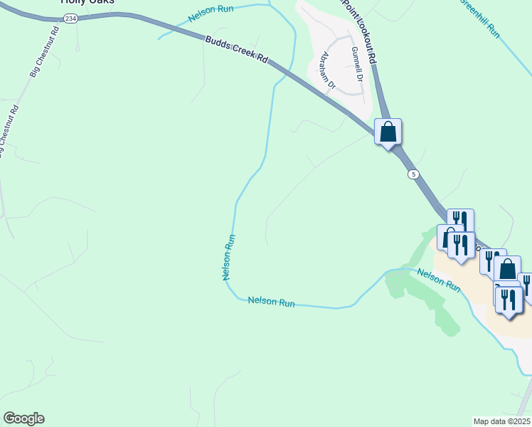 map of restaurants, bars, coffee shops, grocery stores, and more near 40581 Eddie Nelson Road in Leonardtown