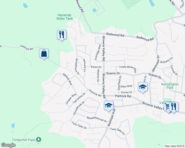 map of restaurants, bars, coffee shops, grocery stores, and more near 149 Mayfield Court in Napa