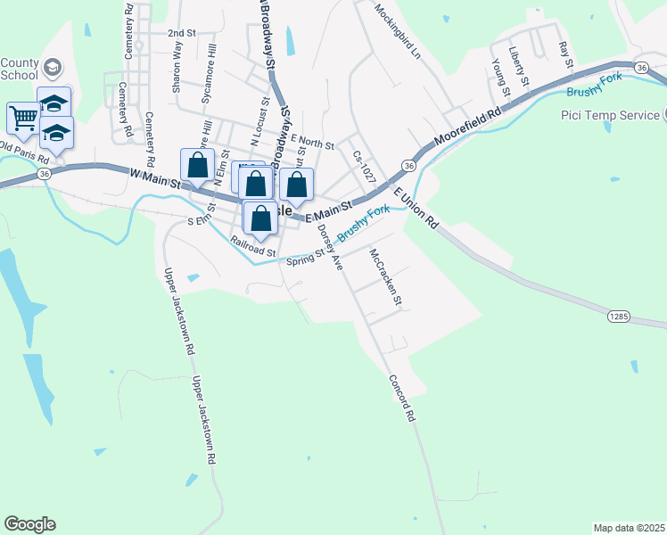 map of restaurants, bars, coffee shops, grocery stores, and more near 312 Dorsey Avenue in Carlisle